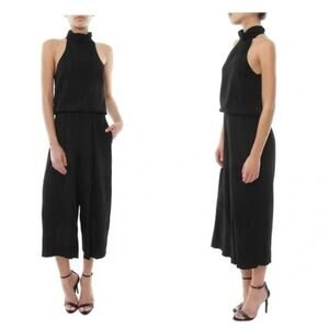 Saylor Kaitlyn Black Textured Halter Jumpsuit Sleeveless Women's Size XS